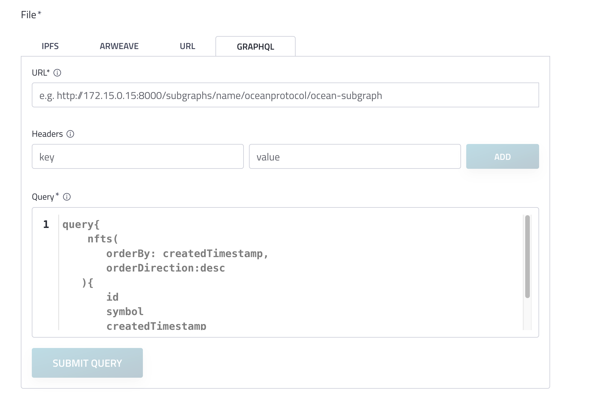 GraphQL settings form